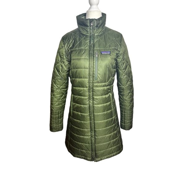 Patagonia Women's Radalie‎ Parka Sz Small Quilted Nomad Green Insulated Jacket - Picture 1 of 10